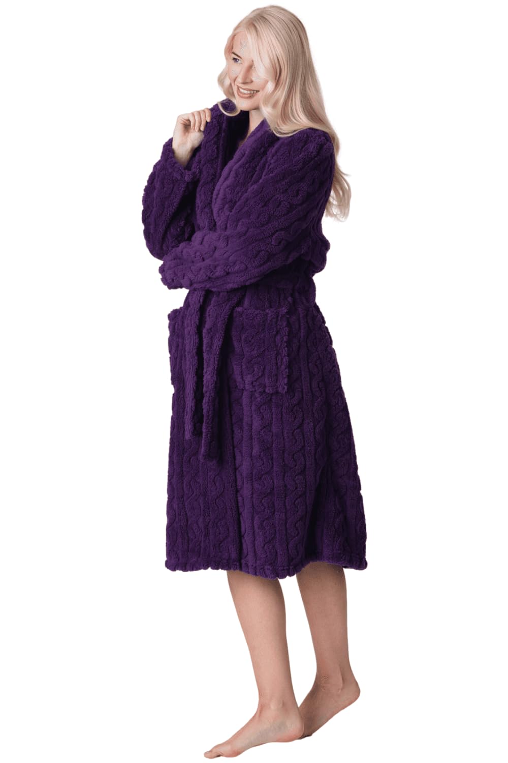 Womens Supersoft Luxury Fleece Jaquard Bathrobe