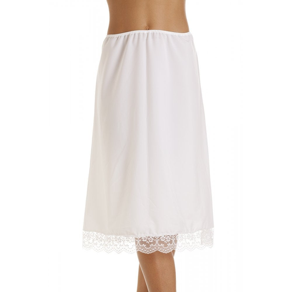 Camille Women's Half Slip Under Skirt in White Lace Hemline Lingerie
