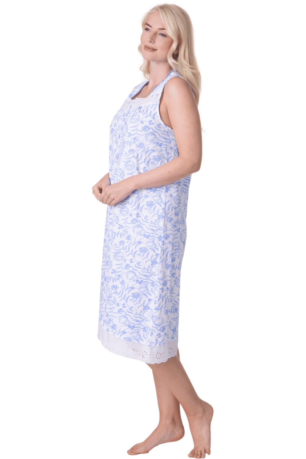 Womens Lightweight Jersey Cotton Sleeveless Floral Nightdresses 