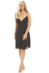 Camille Women's Full Slip Chemise Dress Black Knee Length Classic Nightwear
