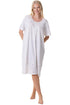 Womens 100% Cotton Short Sleeved Polka Dot White Nightdress