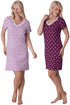 Camille 2 Pack Short Sleeved Summer Cotton Nighties - Breathable & Lightweight Nighties for Women