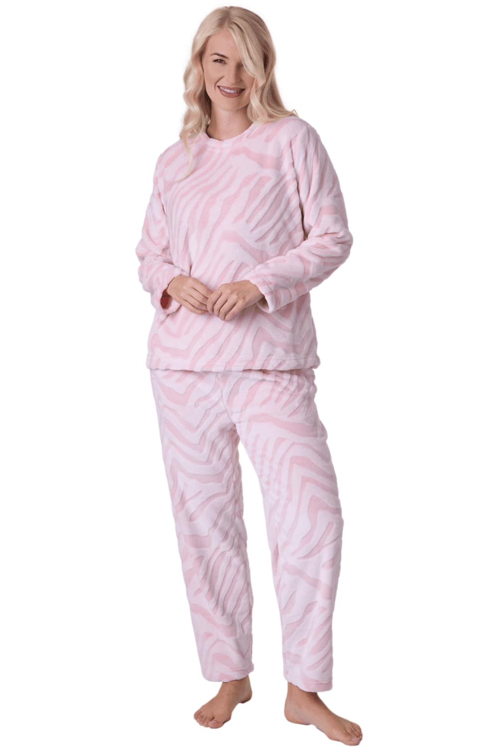 Camille Women's Supersoft Fleece Full Length Pyjama Set with Elasticated Waist