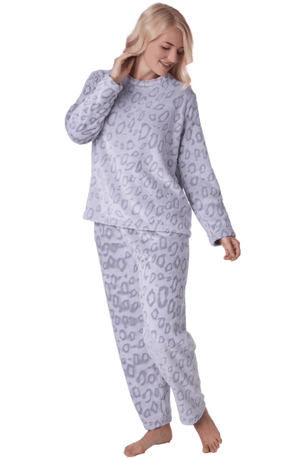 Camille Women's Supersoft Fleece Full Length Pyjama Set with Elasticated Waist