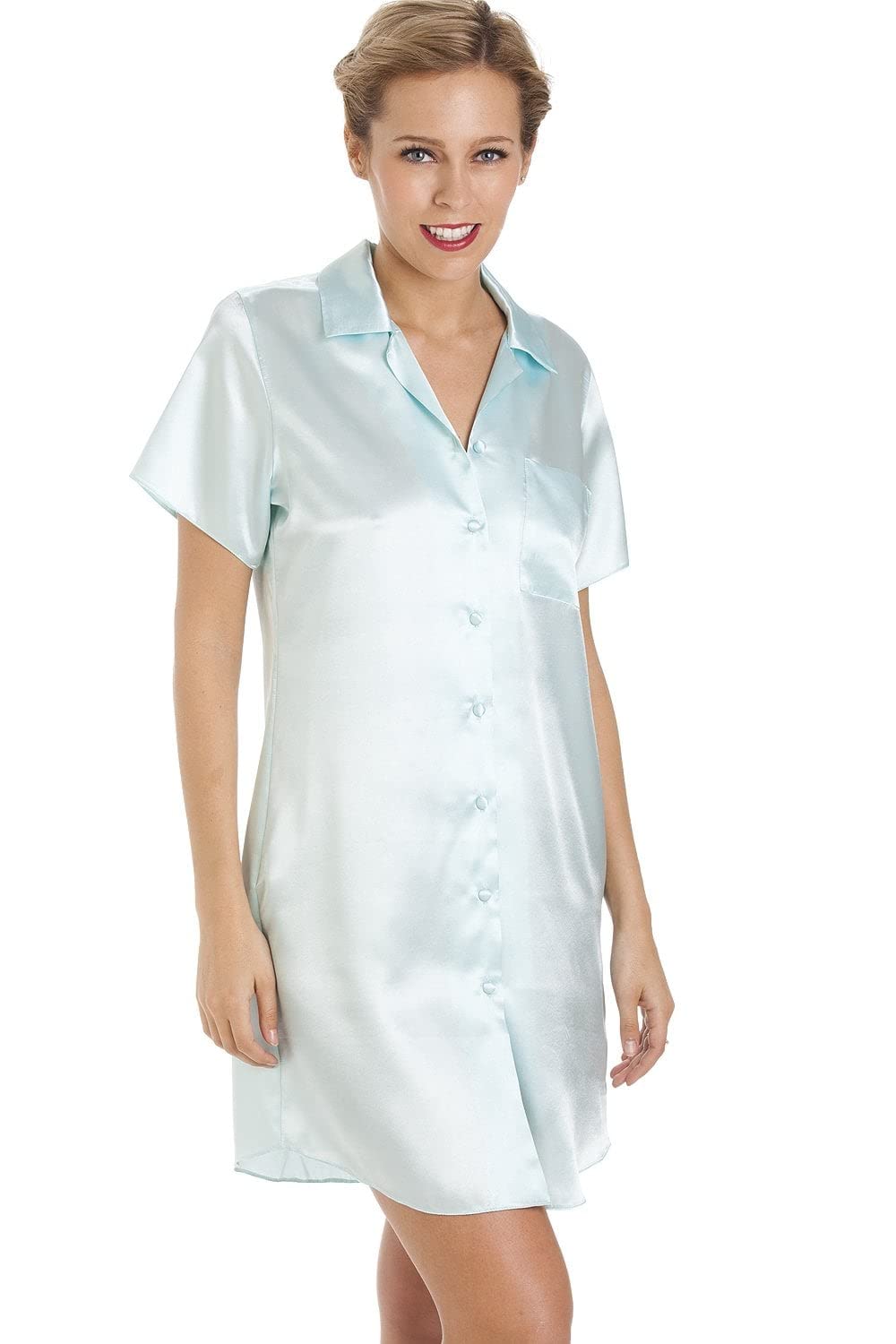 Camille Women's Nightshirt Knee Length Satin Dress Ladies Nightwear