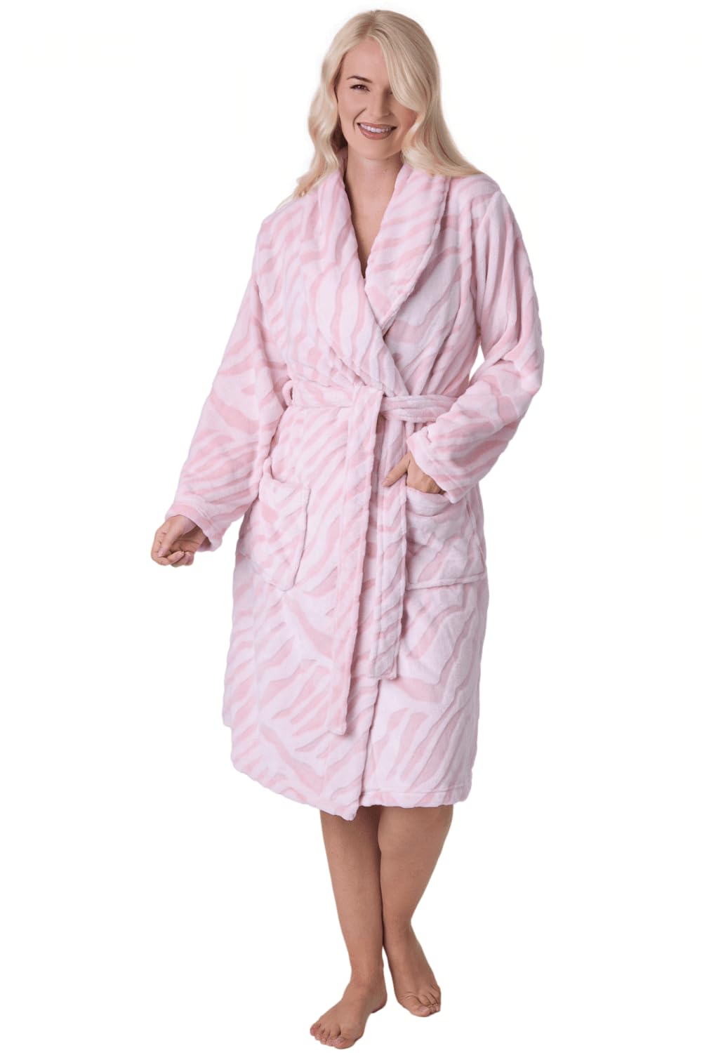 Camille Women's Supersoft Fleece Bathrobe with Shawl Collar & Pockets