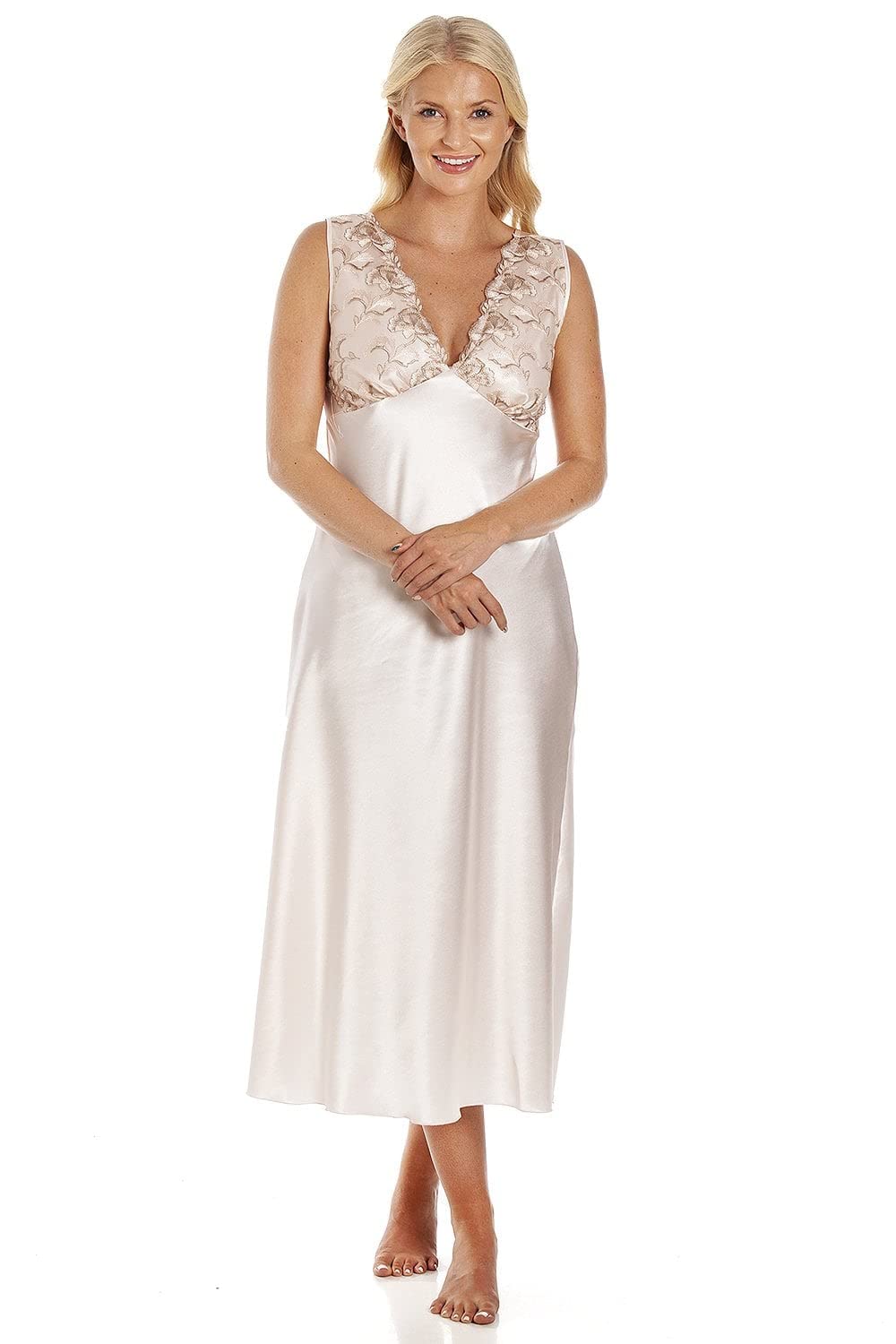 Womens Luxury Lace Satin Chemise 