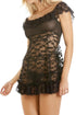 Camille Women's Sheer Lace Mesh Babydoll and G-String Knickers Black