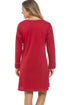 Long Sleeve Elephant Motif Red Knee Length Nightdress