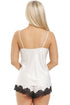 Luxury Antique Ivory Satin Black Floral Lace Cami Set