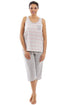 Womens Lightweight Striped Capri Bottom Pyjama Set 