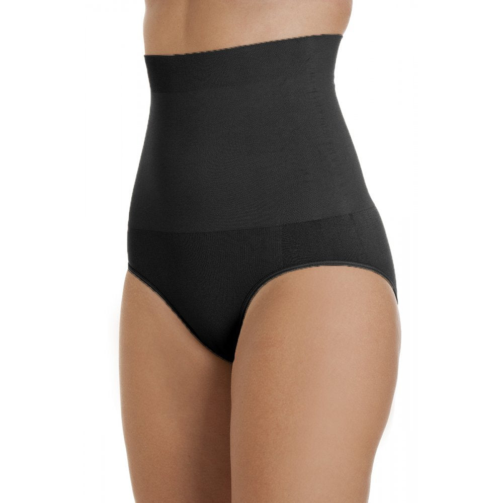 Womens Black Seamfree Shapewear Comfort Hi Waisted Control Brief