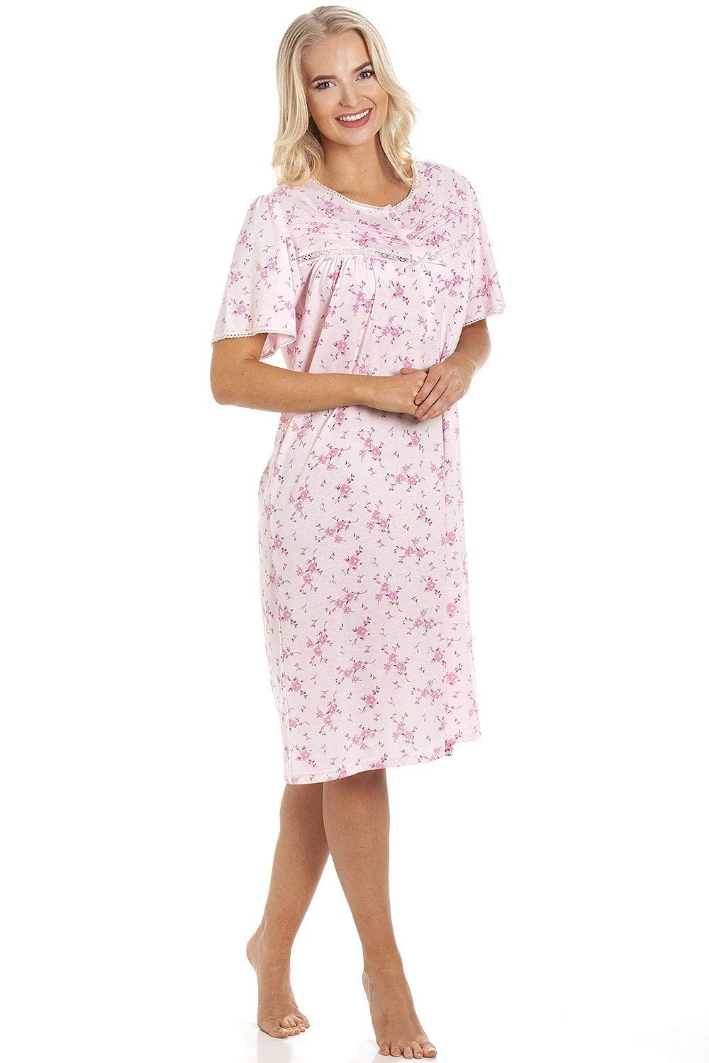 Womens PolyCotton Short Sleeve Floral Nightdresses