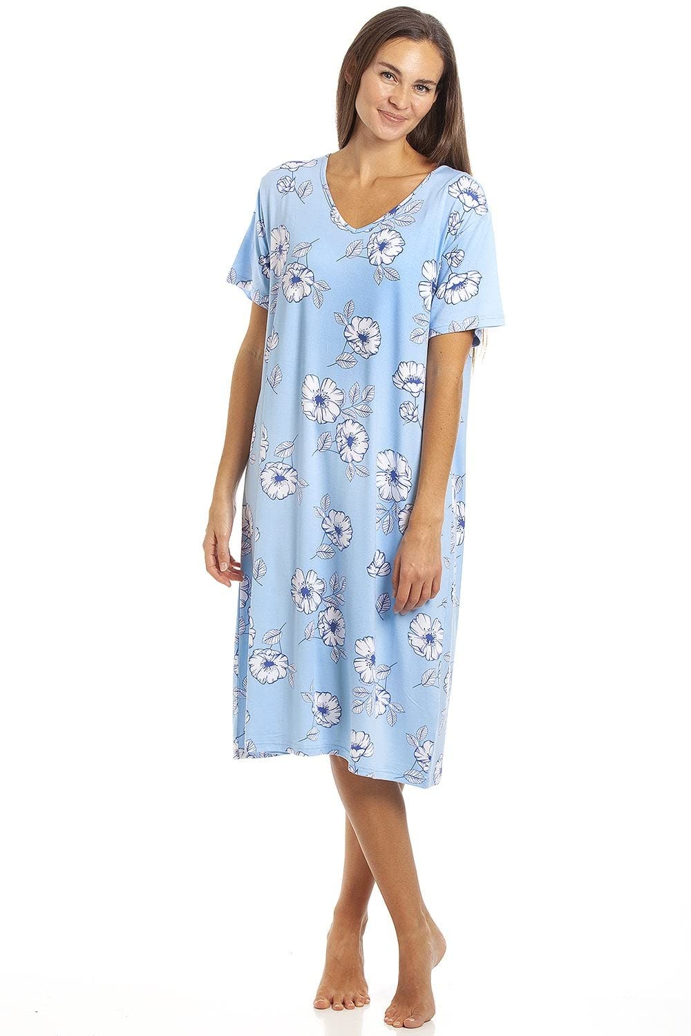 Womens Short Sleeve Knee Length Nightdress