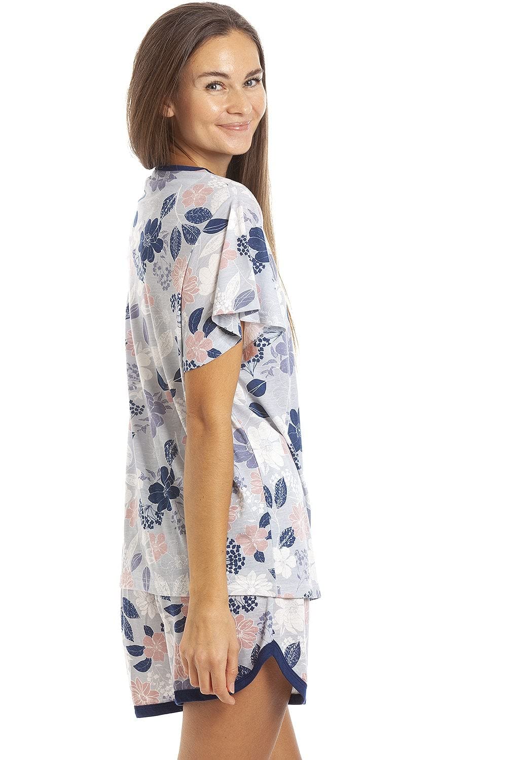 Multicoloured Floral Leaf Print Jersey Short Pyjama Set