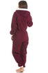 Burgundy Fleece Hooded All In One Onesie Pyjama