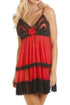 Womens Red And Black Sheer Mesh Babydoll With Thong