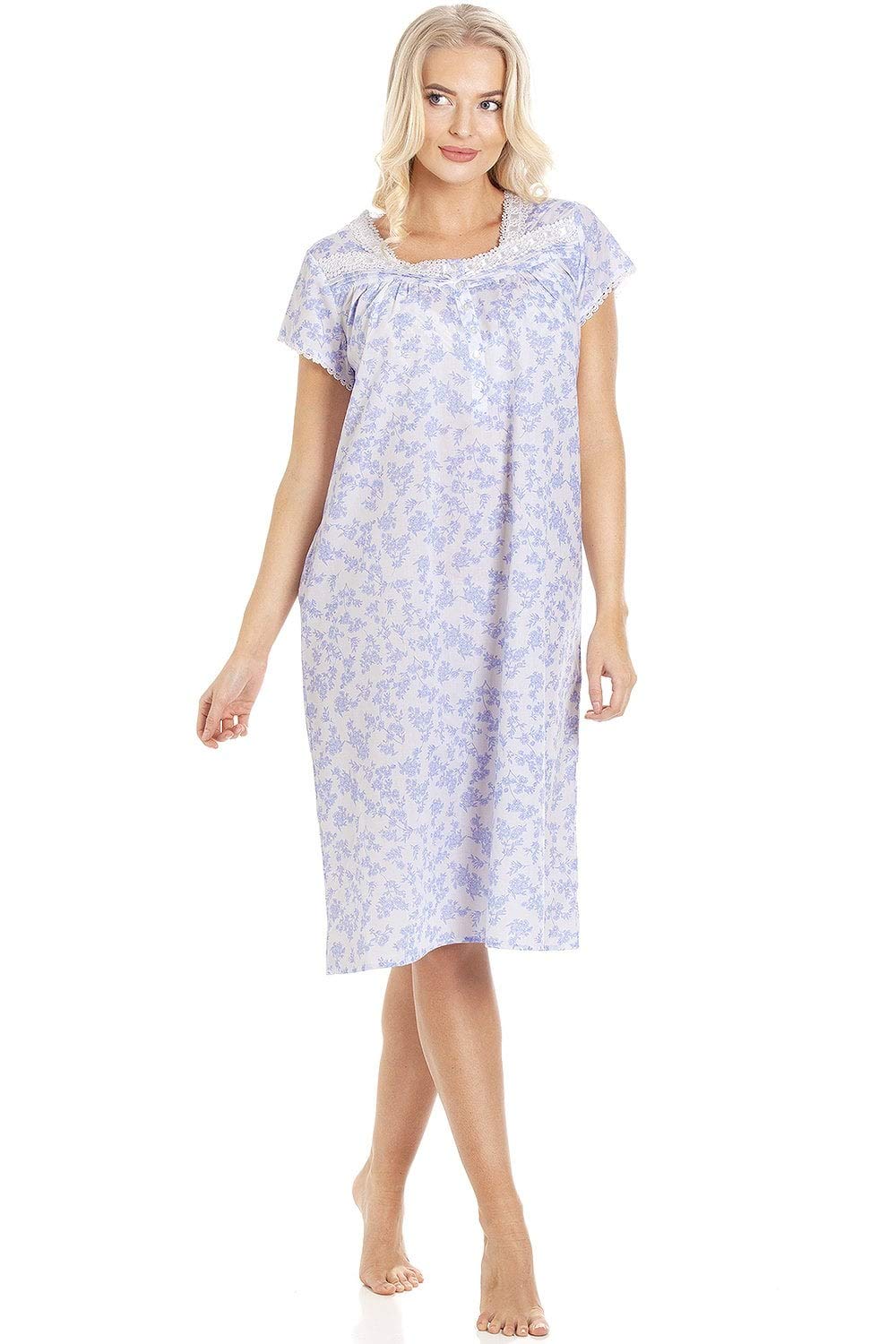 Various Colour Floral White Short Sleeve Nightdress