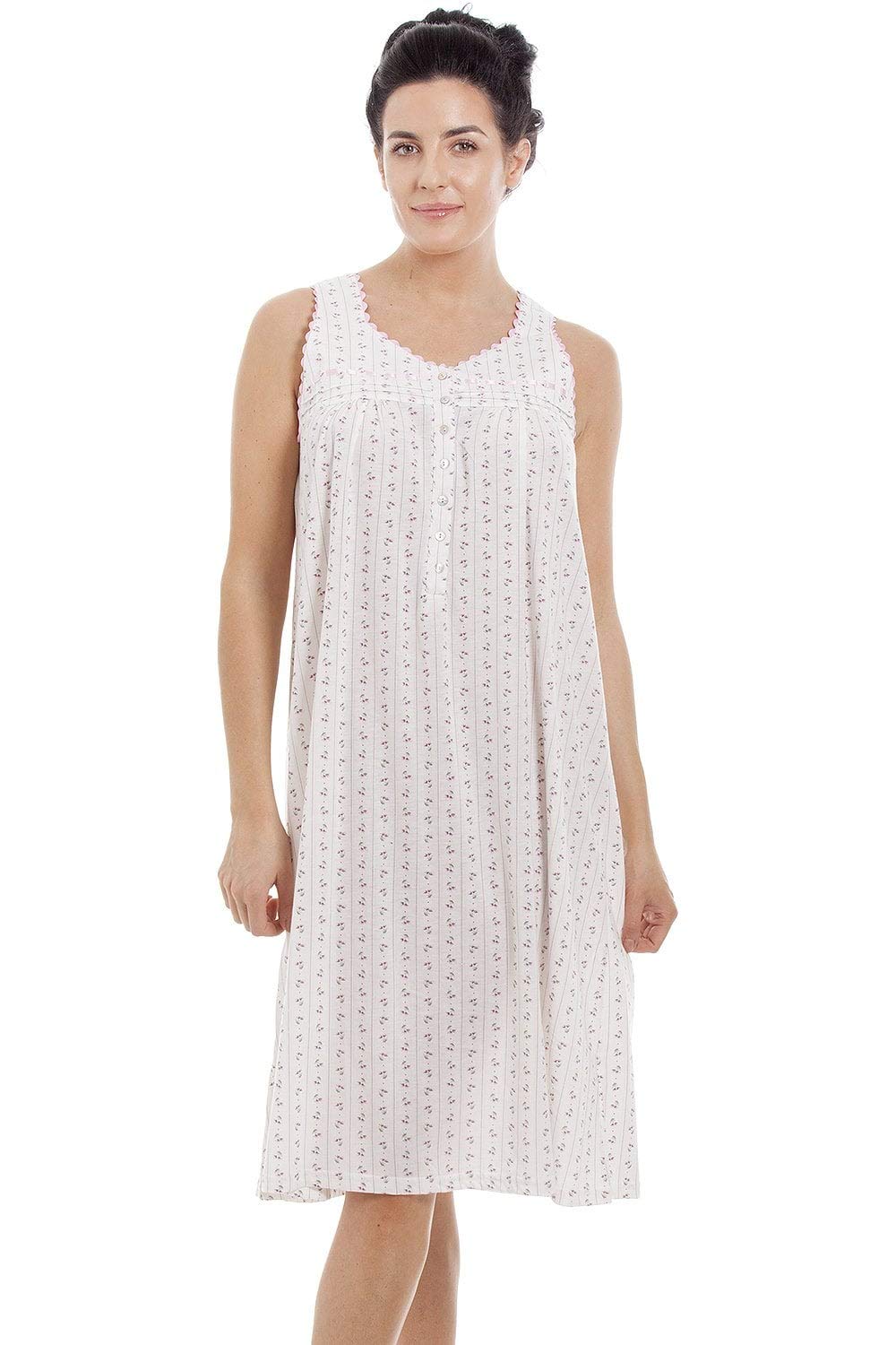 Womens Floral Pinstriped Sleeveless Nightdresses