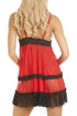 Womens Red And Black Sheer Mesh Babydoll & Thong
