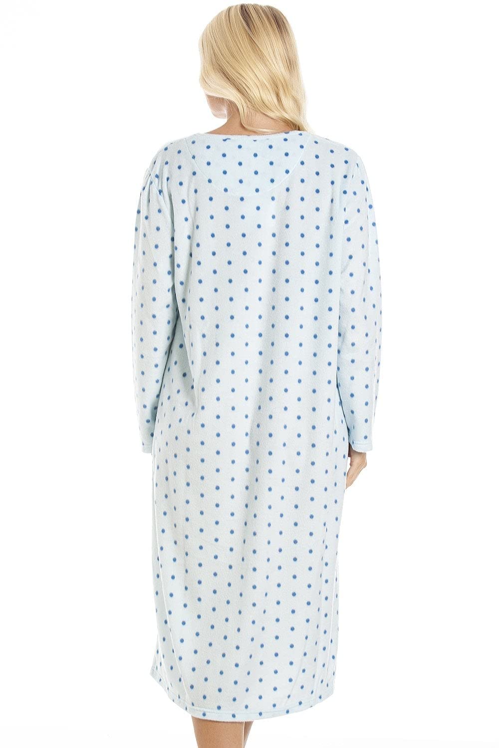 Classic Long Sleeve Polka Dot Soft Fleece Nightdresses