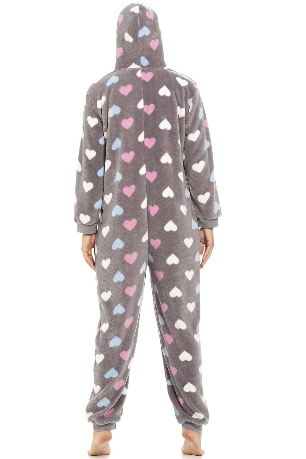 Multi Coloured Heart Print Supersoft Grey Onesie