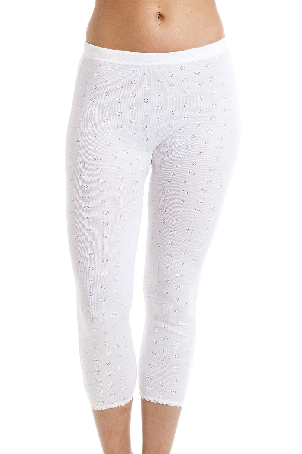 Womens White Thermal Capri Long Johns