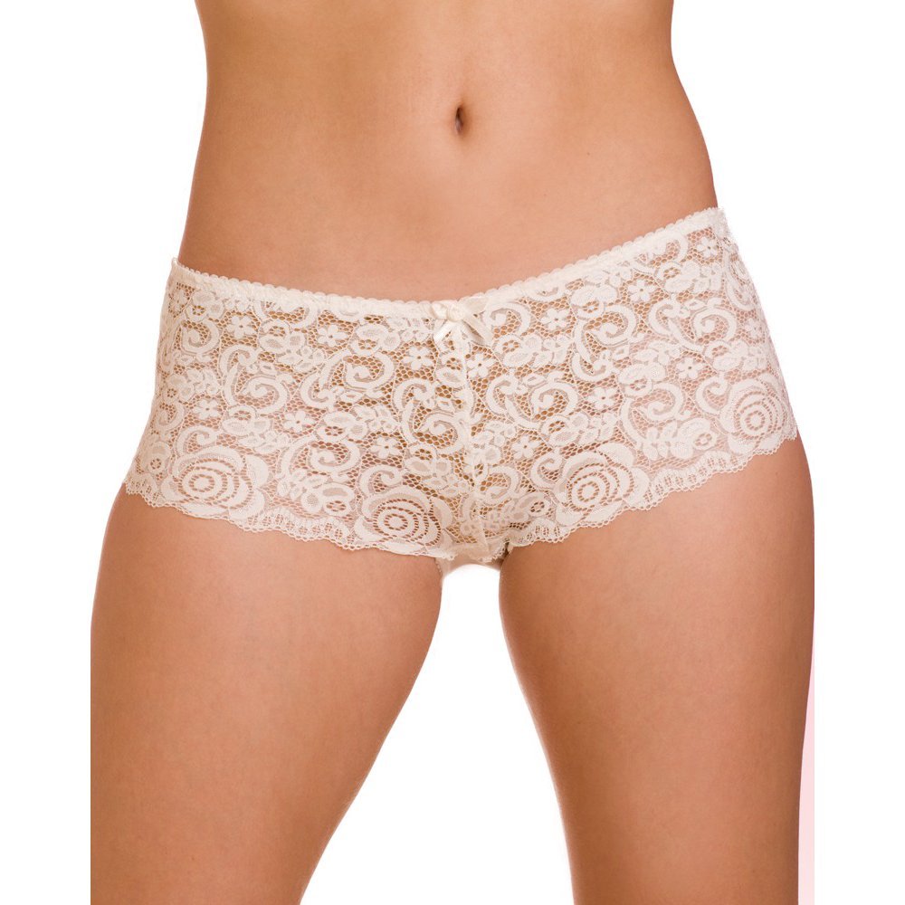 Three Pack Ivory Floral Lace Boxer Shorts