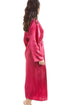 Womens Fuchsia Pink Luxury Satin Dressing Gown