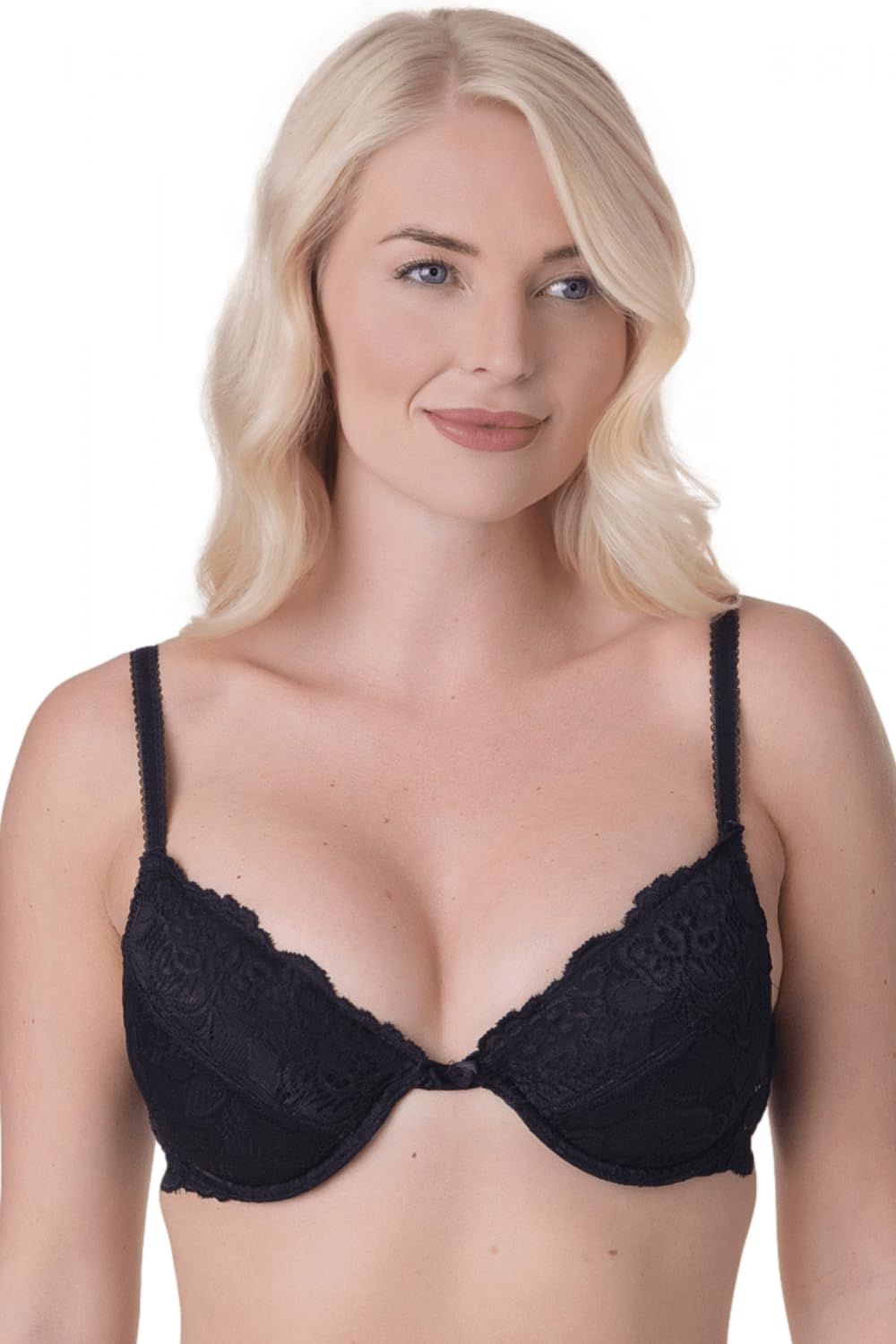 Camille Women's Underwired Bra in Black Floral Lace Padded Cup Lingerie