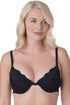 Camille Women's Underwired Bra in Black Floral Lace Padded Cup Lingerie