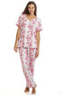 Womens Full Length Floral Print Spandex Pyjama Set