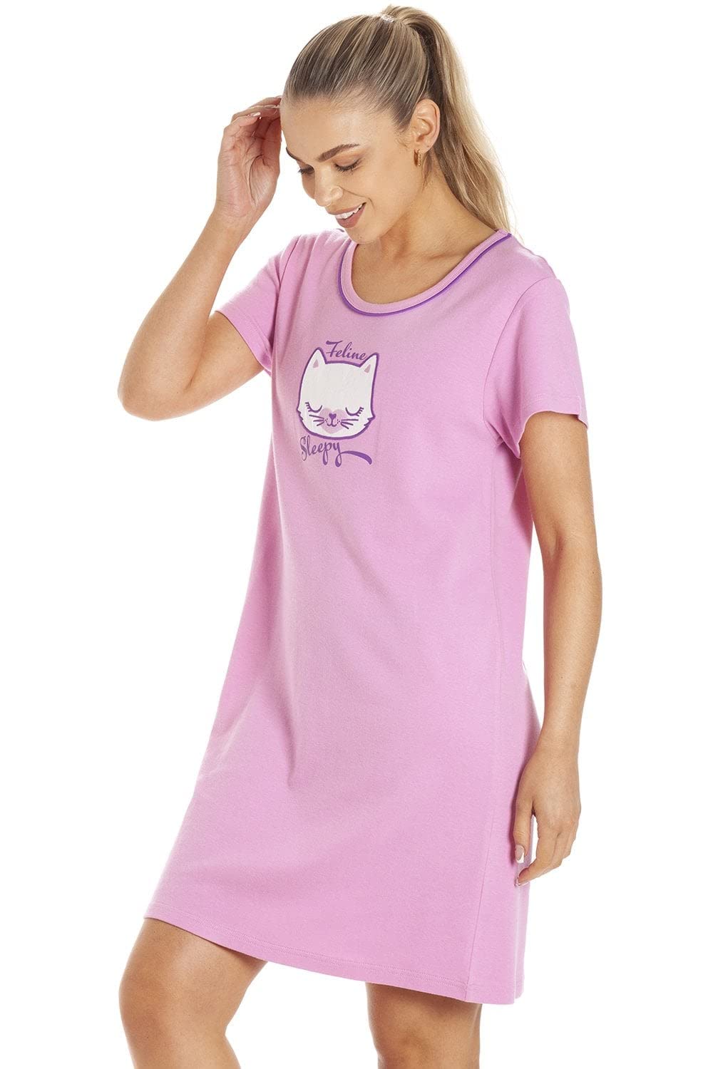 Womens Short Sleeve Pug & Cat Nightdresses