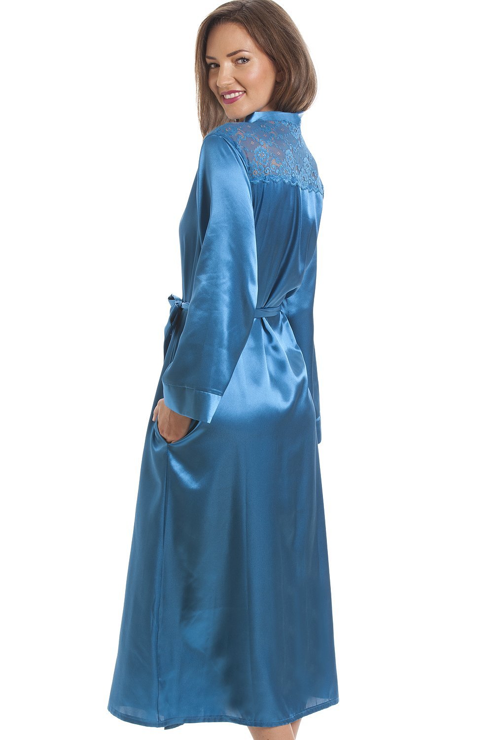 Camille Womens Ladies Luxury Teal Satin Wrap