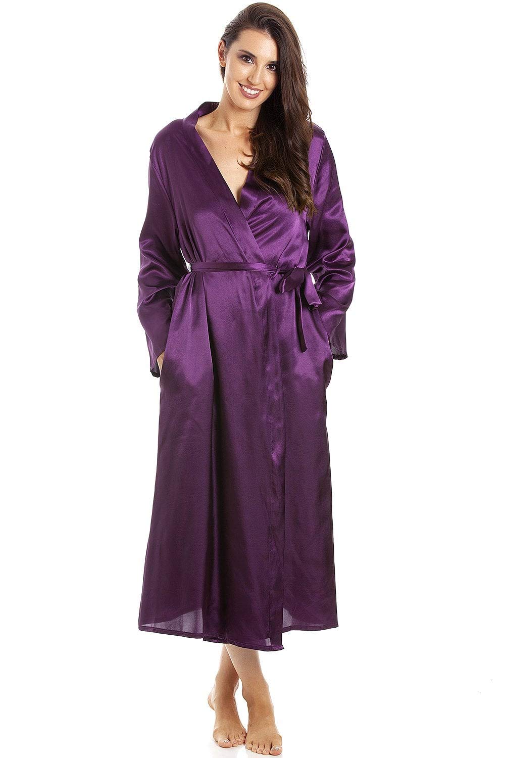 Camille Womens Purple Long Satin Wraps