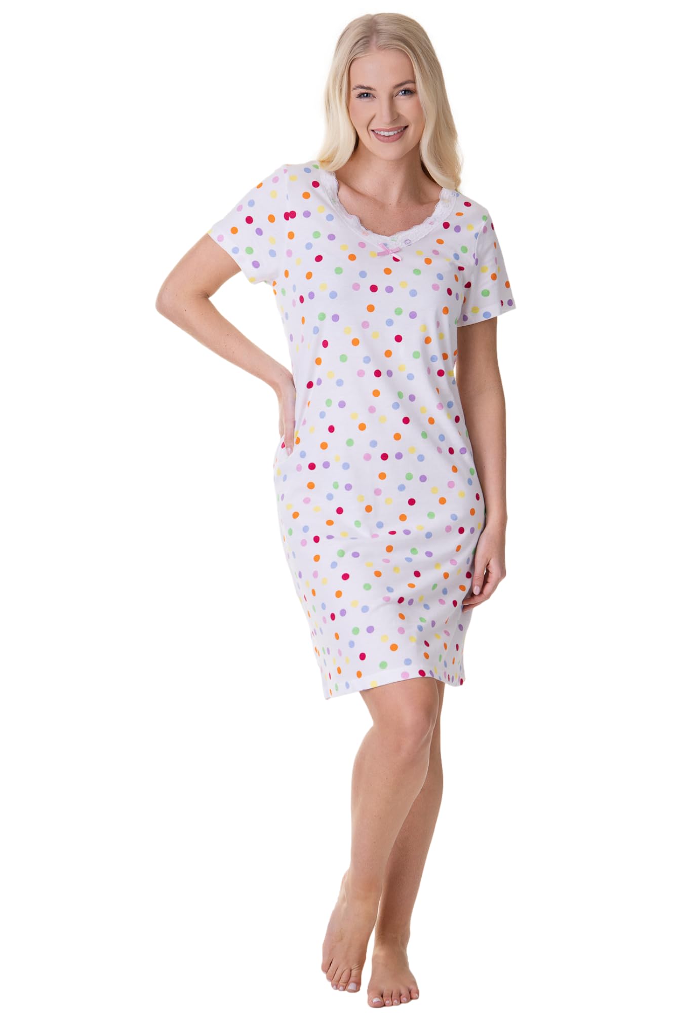 Multi Spot Print Cotton Nightdress 