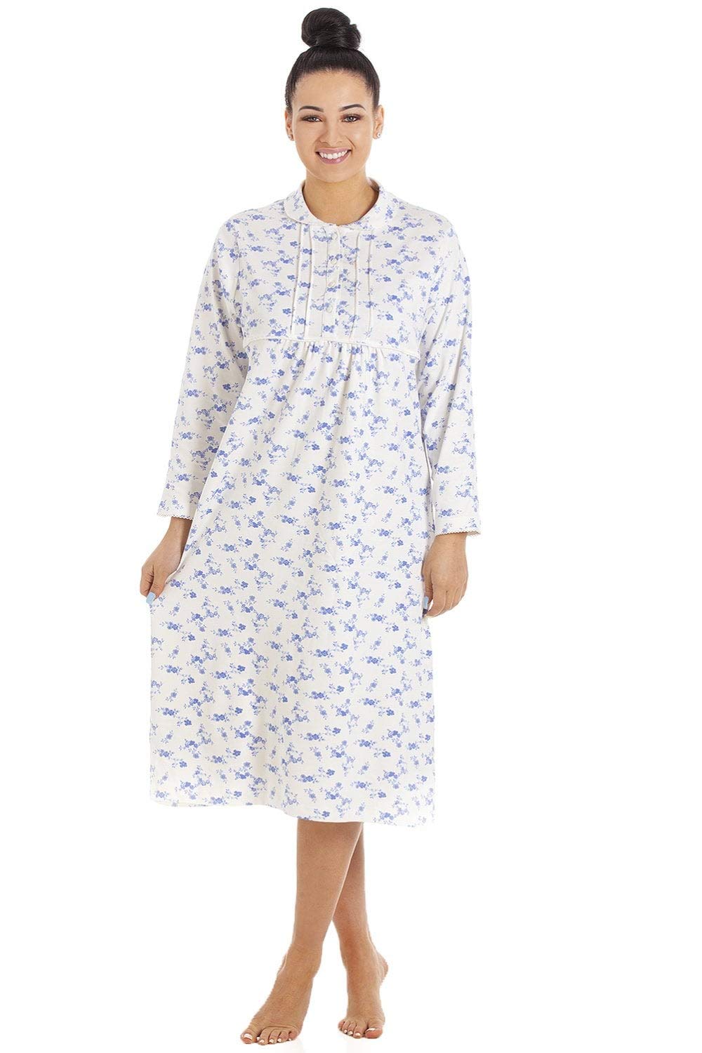 Womens Heavyweight Long Sleeve 100% Cotton Jersey Nightdress
