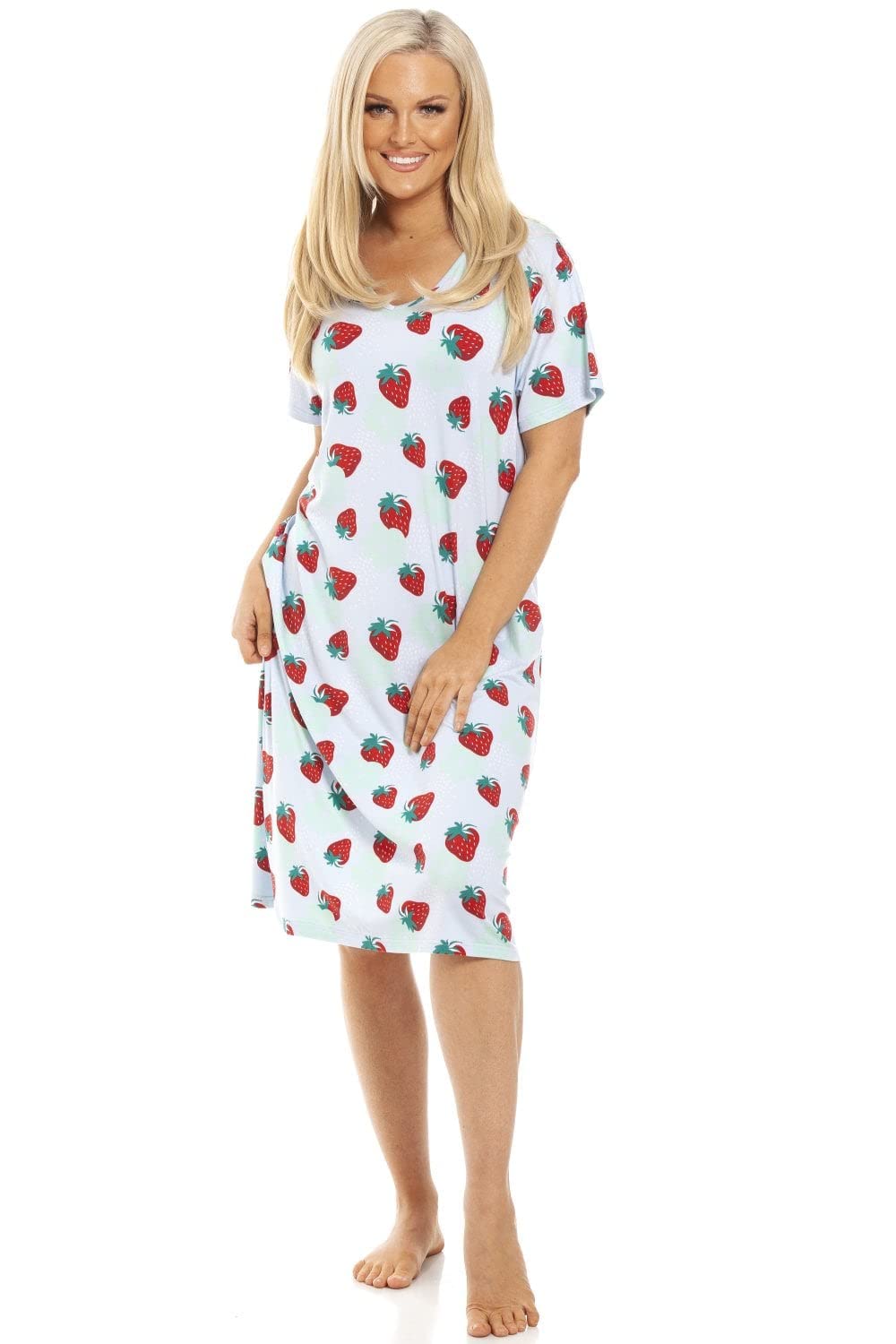 Womens Short Sleeve Knee Length Nightdress