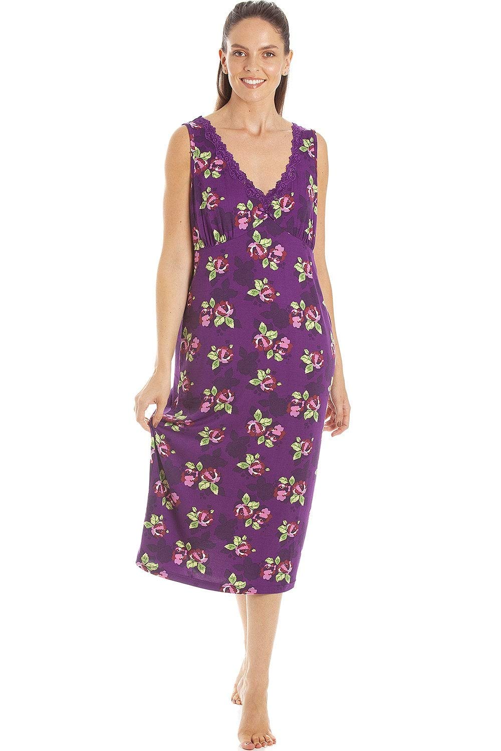 Womens Floral Print Spandex Knee Length Chemises