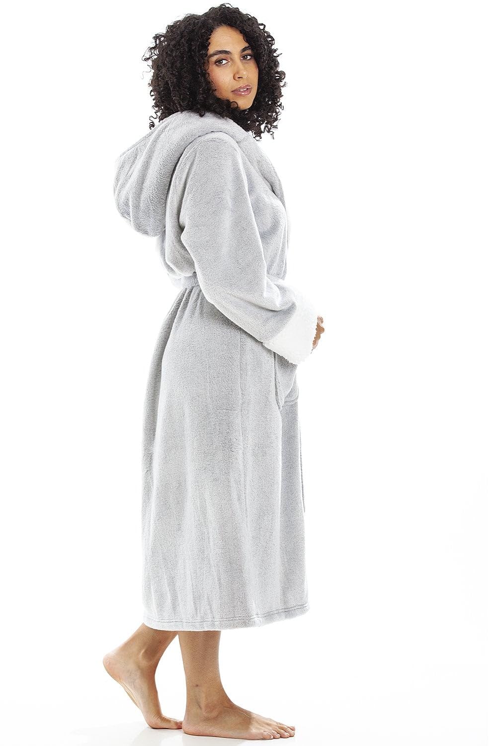 Women's Super Soft Bathrobe with Sherpa Lined Hood and Cuffs