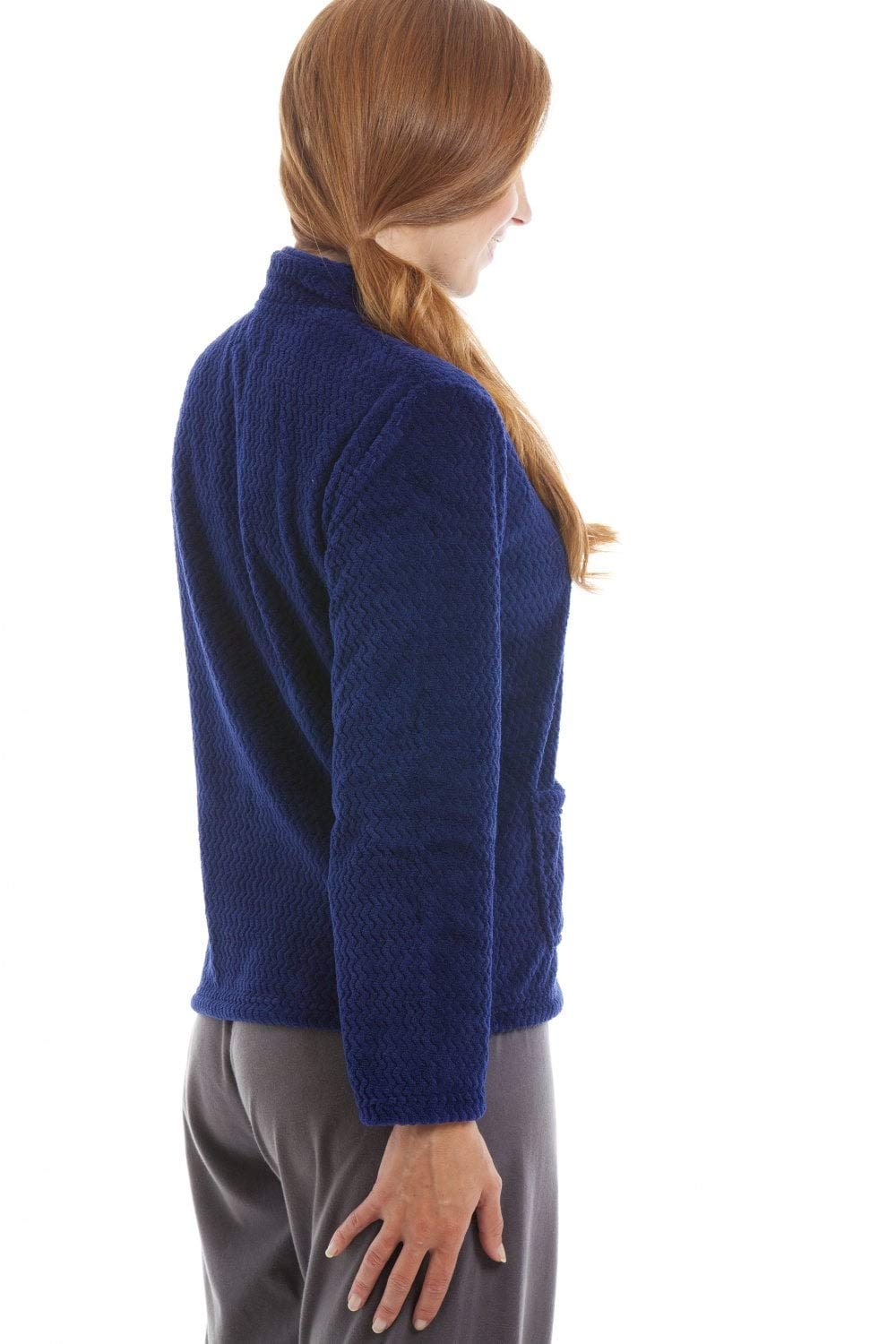 Womens Zip Front Soft Textured Fleece Bed Jackets