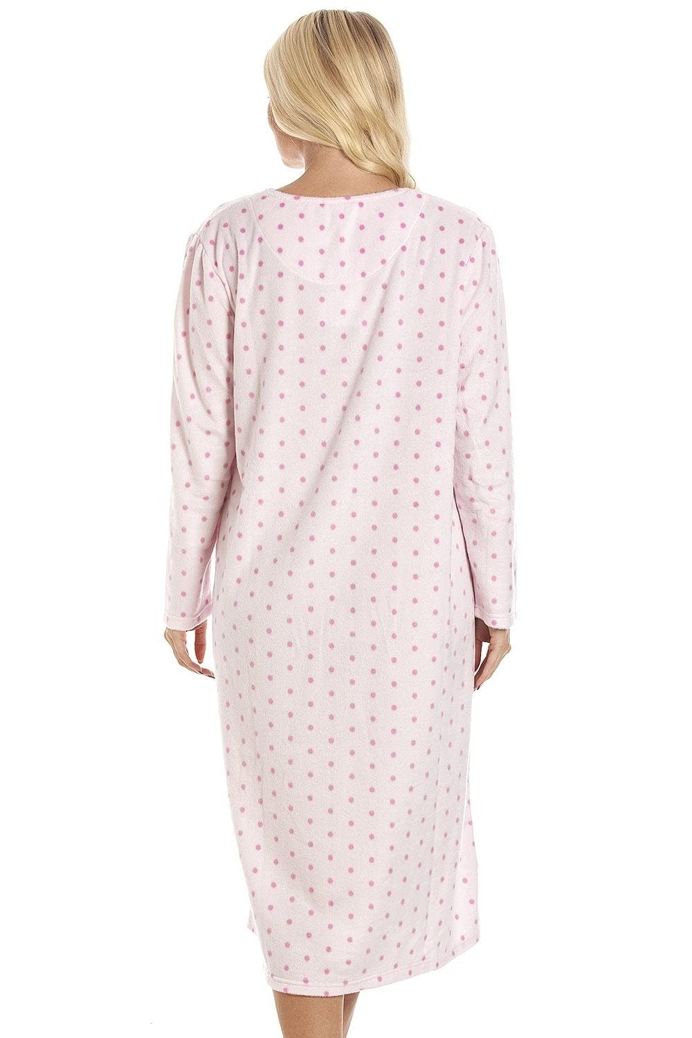 Classic Long Sleeve Polka Dot Soft Fleece Nightdresses