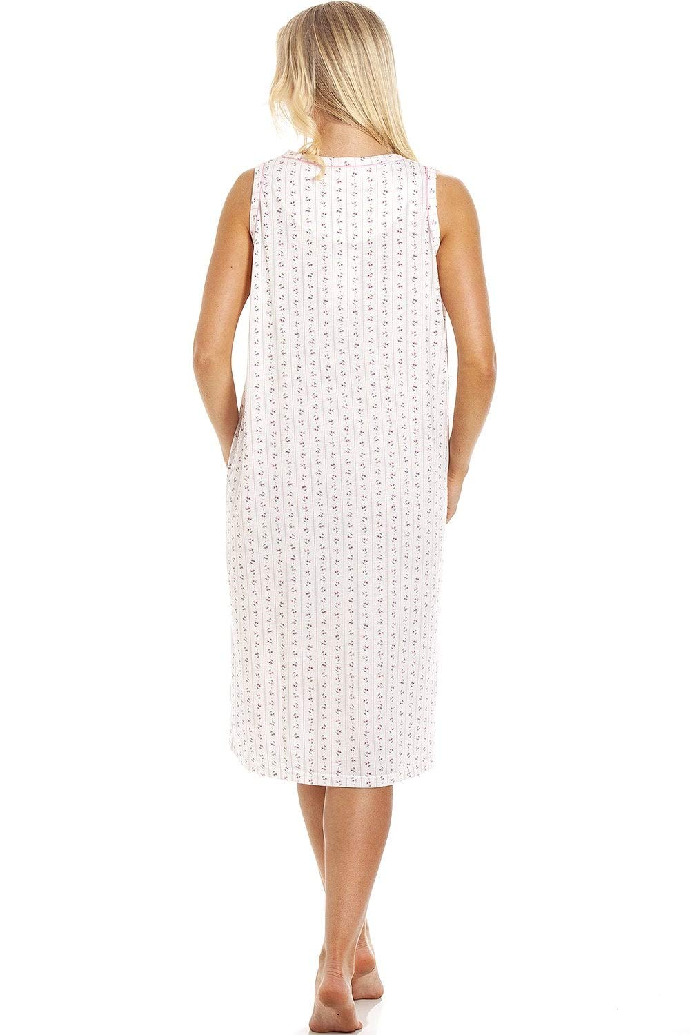 Womens Floral Pinstriped Sleeveless Nightdresses