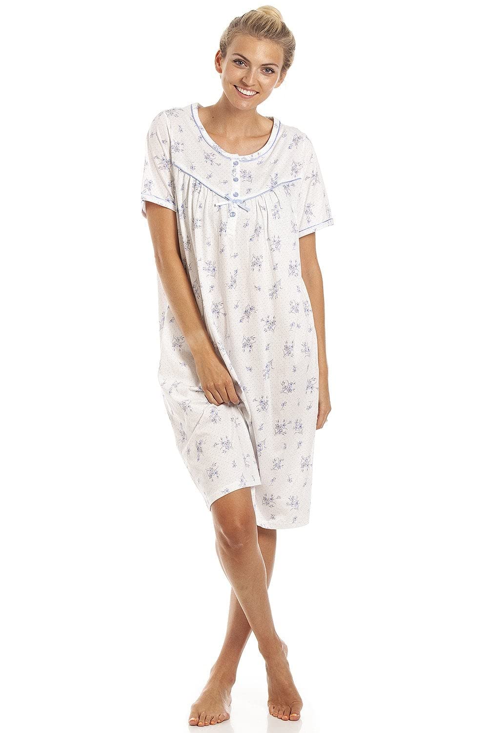 Classic Floral Dot Print Jersey Nightdress