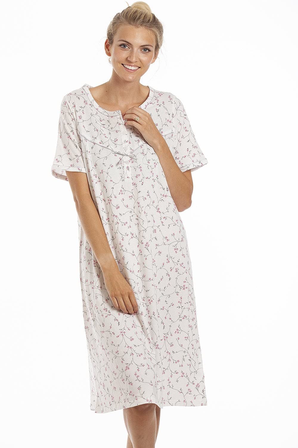Classic Floral Print Jersey Cotton Nightdress