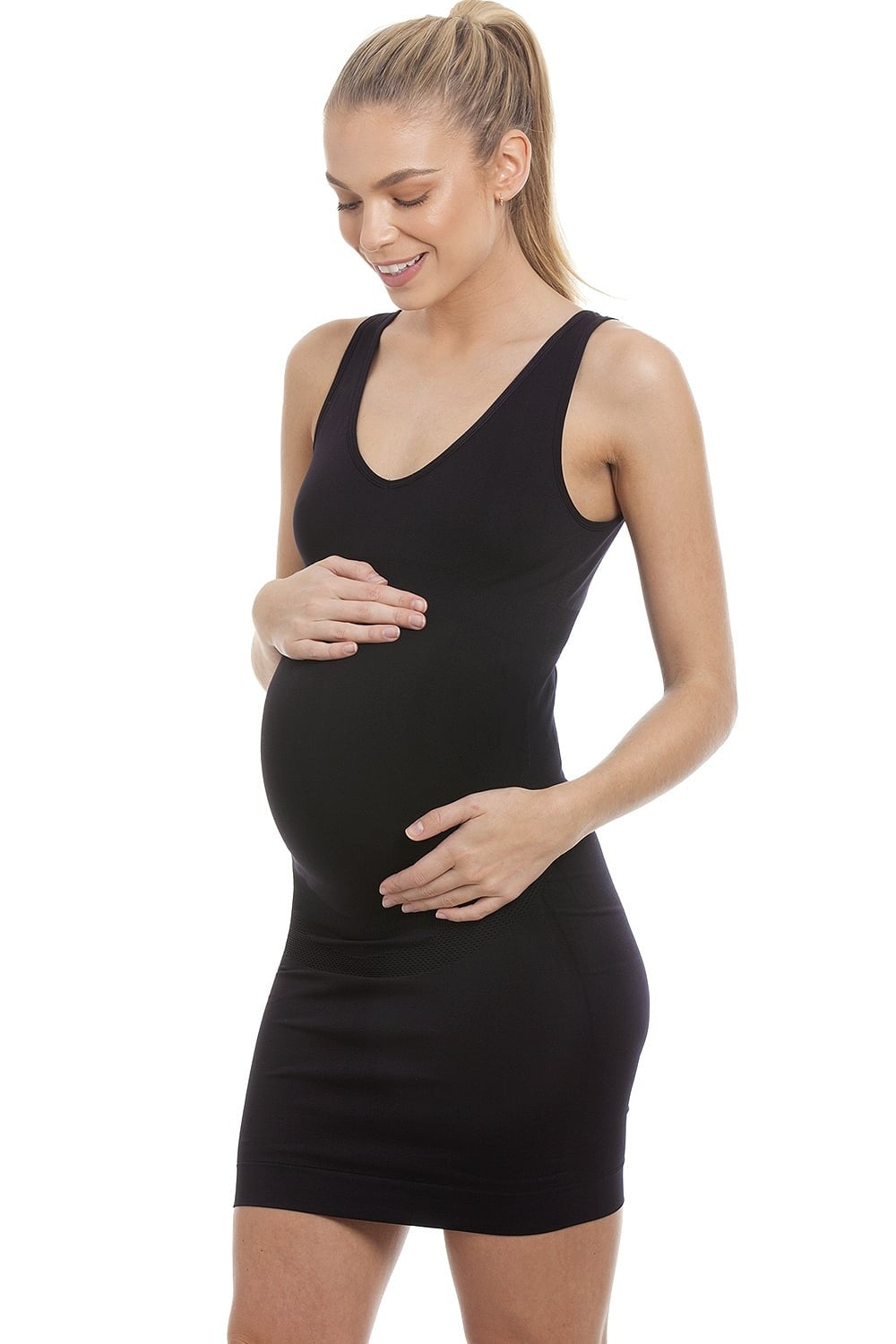 Womens Black Seamfree Maternity Full Slip