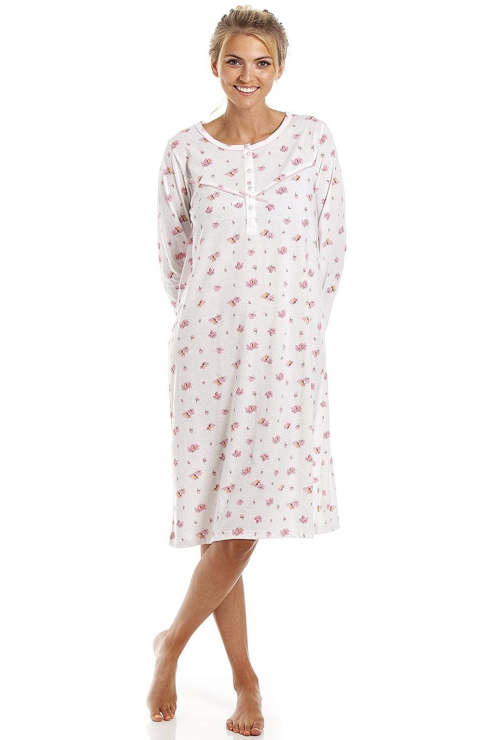 Womens Long Sleeve Floral Nightdress