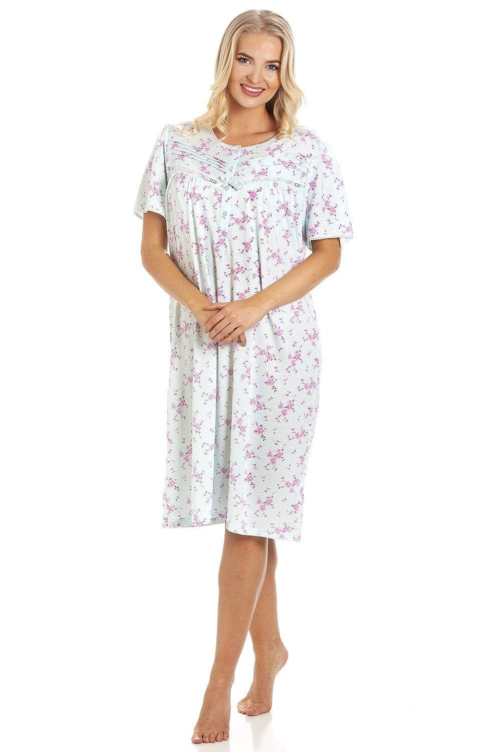 Womens PolyCotton Short Sleeve Floral Nightdresses