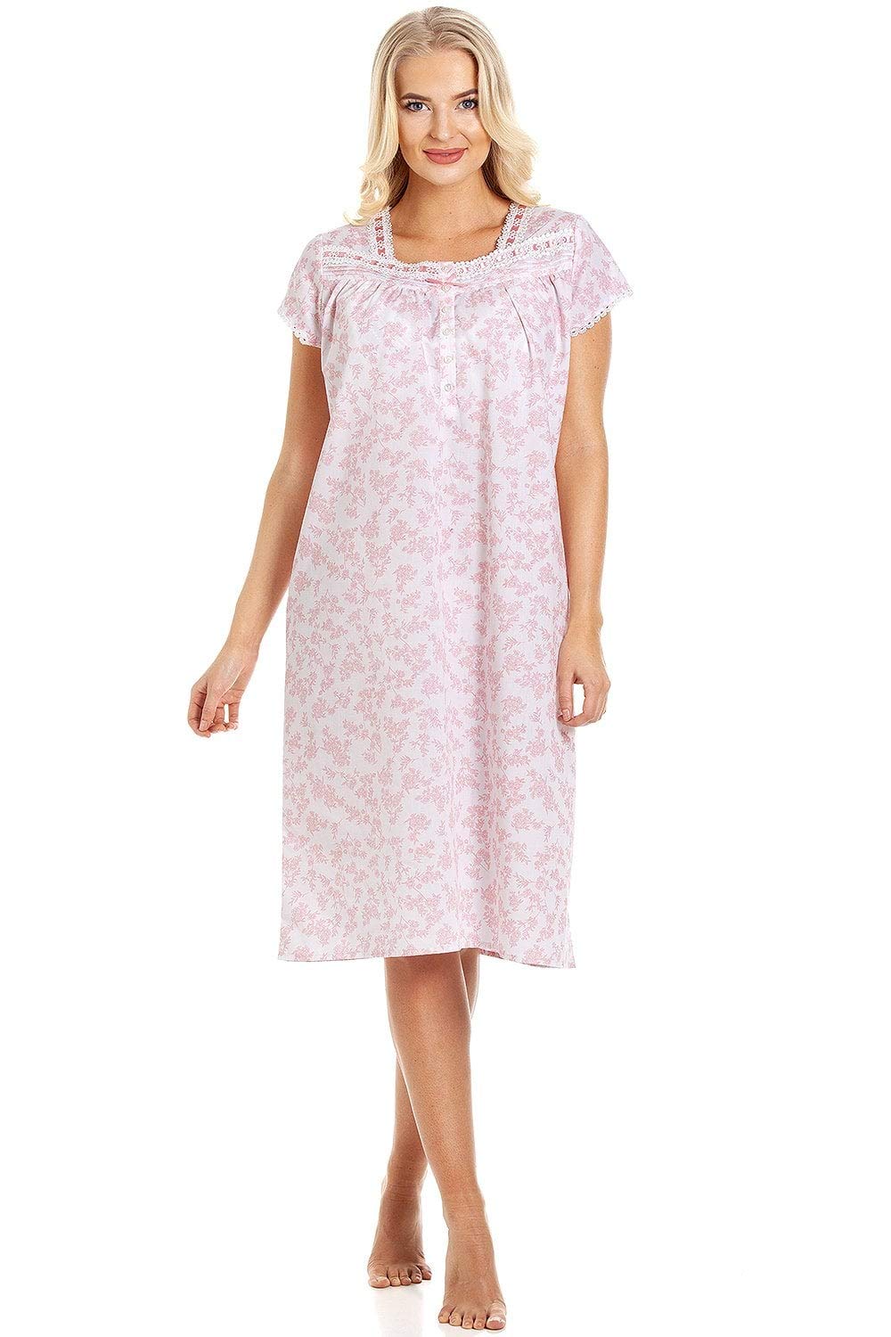 Various Colour Floral White Short Sleeve Nightdress