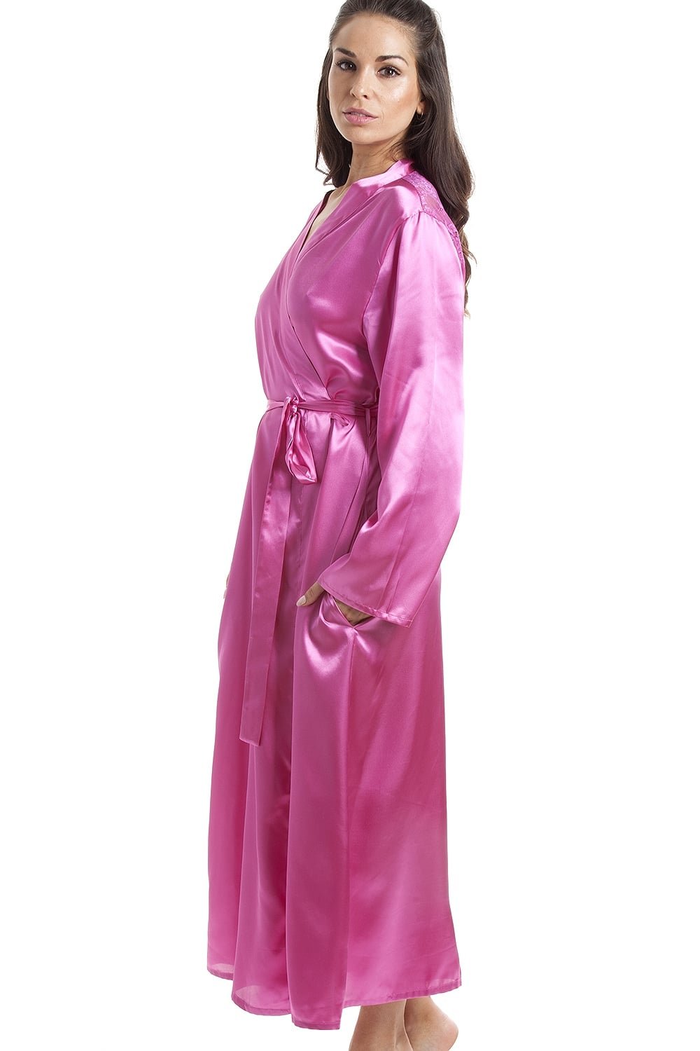 Womens Pink Luxury Satin Dressing Gown